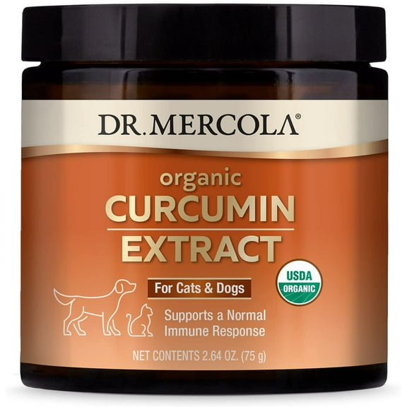 Dr. Mercola Organic Curcumin Extract for Cats & Dogs, 2.64 Oz. (75 g), Supports a Natural Immune Response, non GMO, Gluten Free, Soy Free, USDA Organic