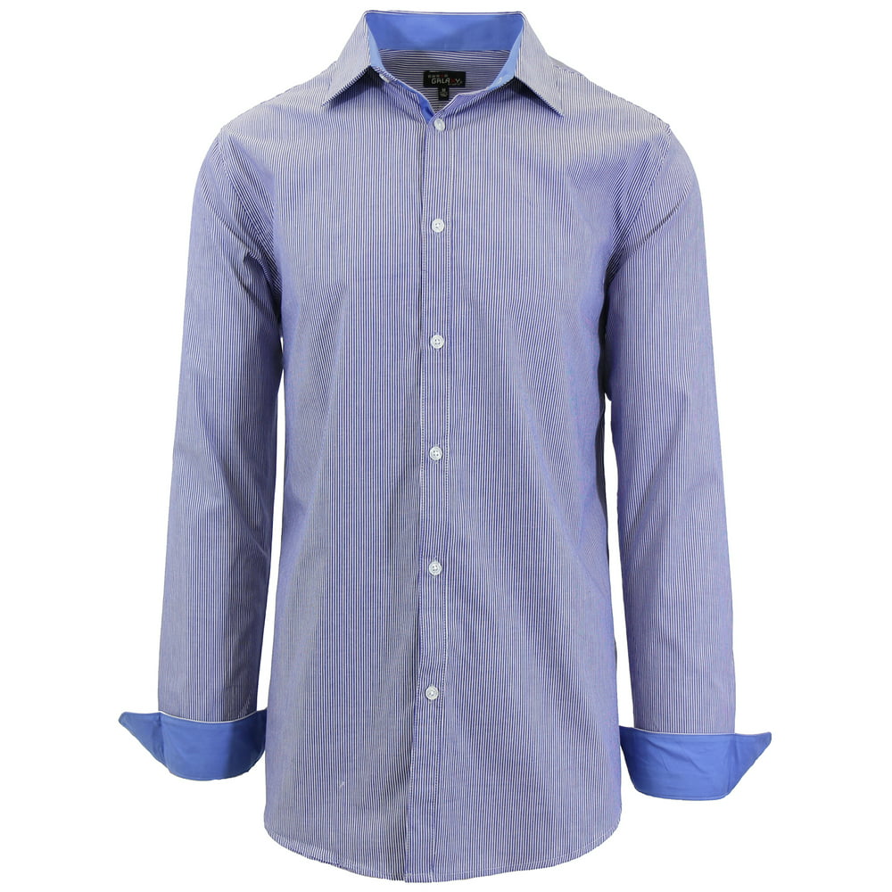 GBH - Mens Long Sleeve Slim Fit Pinstripe Dress Shirts - Walmart.com ...
