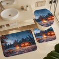 thumbnail image 6 of Christmas Snowman Snow House 4Pcs Shower Curtain Set Shower Curtain Set with Carpet Bath Mat, 6 of 8