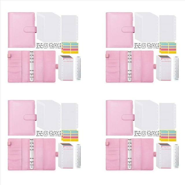 4X Carpeta de Presupuesto A6 con Sobres con Cremallera, Planificador de Presupuesto, Libro, Organizador de Ahorro de Dinero, Sobres de Efectivo para Presupuestos, Color Rosado