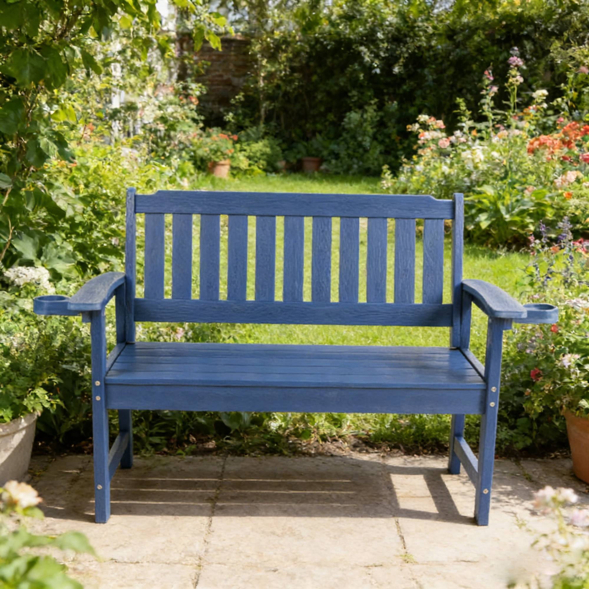 Weather Resistant Garden Bench, Public Rest Long Chair for Patio Porch Park Backyard Outdoor Leisure Area, Dark Brown