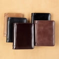 thumbnail image 2 of Cartera de cuero para hombre, delgada, corta, de moda, sencilla, de tres pliegues, con licencia de conducir, billetera de piel de vaca de primera capa integrada, 2 of 5