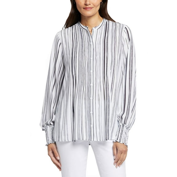 NYDJ womens  Pleated Peasant Blouse, XXS