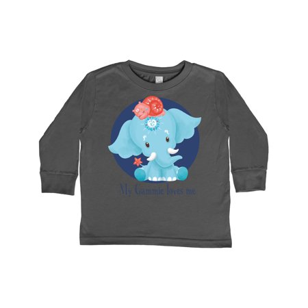 

Inktastic Gammie Loves Me Ervin Blue Elephant Sweet Gift Toddler Toddler Girl Long Sleeve T-Shirt