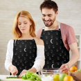 thumbnail image 3 of Black Constellation Moon Pattern Apron-Garden Aprons for Women with Pockets-Cotton Linen Waterproof Kitchen Cooking Gardening Aprons Adjustable for Kitchen,Cooking,BBQ and Salon 33x27 Inch, 3 of 7
