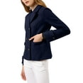 thumbnail image 4 of MODA NOVA Juniors Winter Worsted Notched Lapel Double Breasted Short Peacoat Dark Blue L, 4 of 7