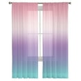 thumbnail image 2 of Coloredd Rainbow, Semi Sheer Curtains 96 Inch Length 2 Panels Set, Ombre Purple Pink Teal Color Art Sheer Kitchen Curtain Privacy Voile Window Curtain for Living Room Bedroom Rod Pocket Drapes, 2 of 7