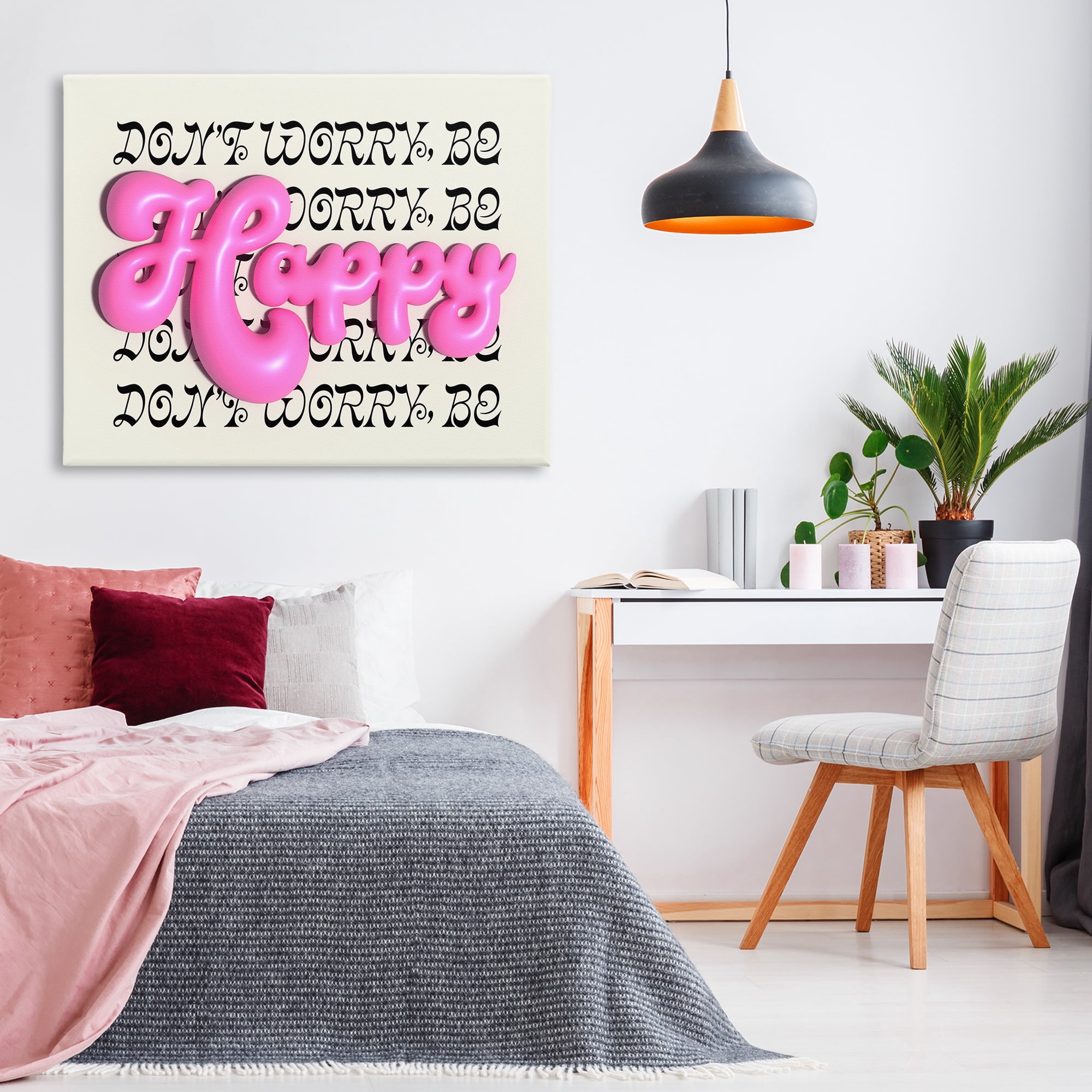Stupell Industries Bubble Letters Happy Text & Numbers Painting Wrapped Canvas Art Print Wall Art, 48 x 36