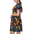thumbnail image 2 of Lsque Dinosaurs in Space Print Women's Casual Dress T-Shirt Summer Short Sleeve Scoop Neck Swing Dresses, 2 of 6