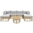thumbnail image 4 of 7 Pieces Patio Furniture Set, Wicker Sectional Table and Chairs Sets, Patio Conversation Set with Sectional Chaise Longue, Coffee Table, Suitable for Porch Backyard Garden, Gray, 4 of 9