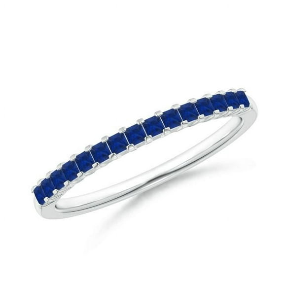 Square Shape Blue Sapphire Eternity Band Ring Women 925 Sterling Silver September Birthstone Christmas New Year Gift Gemstone Jewelry