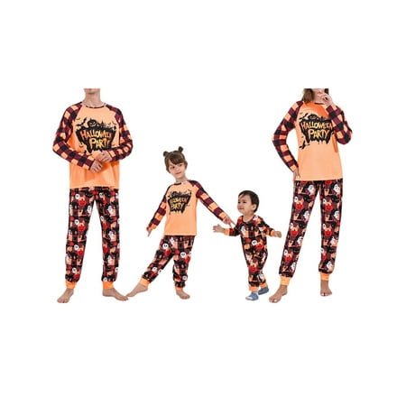 

wybzd Family Matching Pajamas Sets Halloween Pumpkin Print Sleepwear for Baby Adults Kids
