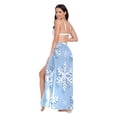 thumbnail image 3 of FORMRS Womens Long Sarong Beach Wrap Semi-Sheer Bikini Skirt Bathing Swimsuit Cover Up, Blue Snowflake, 3 of 7