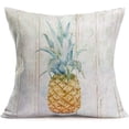 thumbnail image 6 of Summer Tropical Pineapple Decorative Pillow Covers Retro Wood Background with Fresh Fruit Modern Farmhouse Chair Decor Pillow Case Cushion Cover Set of 4 Cotton Linen Square 18x18 Pillowcase, 6 of 6
