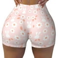 thumbnail image 2 of Rateoe Flower Rabbit Printed Power Workout Shorts for Women Tummy Control Squat Proof Ribbed Thick Seamless Scrunch Active Short-Large, 2 of 8
