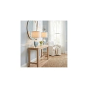 Possini Euro Design Coastal Table Lamps 25 High Set of 2 Ceramic Blue Drip Off White Shade for Living Room Family Bedroom Home (Colors may vary)