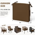 thumbnail image 6 of (3 pack) Kimunuk Outdoor Chair Cushions set of 2, 17" x 16" Zipped Waterproof Outdoor Seat Cushions Couch Pads with Ties for Patio Furniture, Chocolate, 6 of 7