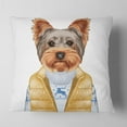 thumbnail image 2 of Designart Terrier in Down Vest and Sweater - Animal Throw Pillow - 16x16, 2 of 5