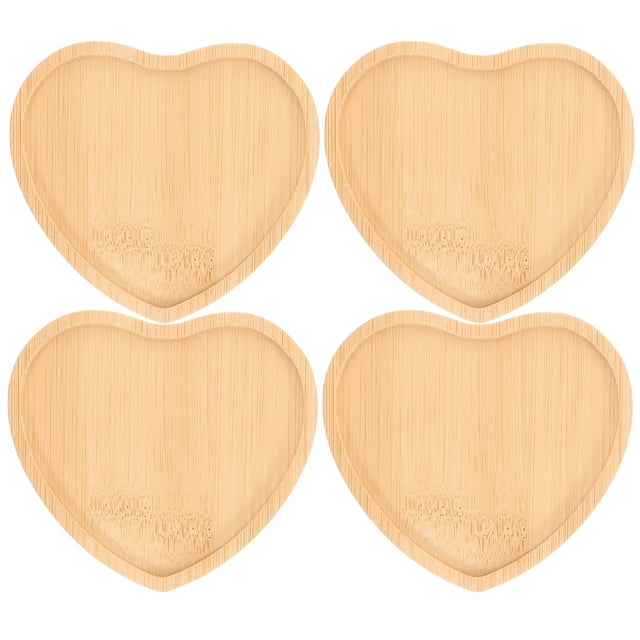 Miangastore 4pcs Reusable Coasters Heart Shape Coasters Wood Cup Pads Rustic Style Wood Coasters