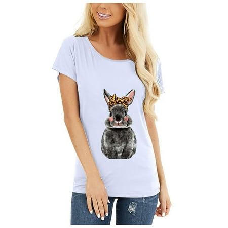 

Womens Clearance Short Sleeve Blouse White Blouse for Women Corset Tops for Women Floral Women O-Neck Bunny Print T-shirt Short Sleeve Casual Loose Blouse Rabbit Print Vintage Tees for Women