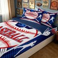 thumbnail image 3 of meiyoeat Vintage Baseball Sport Zipper Twin Comforter Sets with Fitted Sheet and 2 Pillowcases for Boys, Cartoon Ball Bat Zipper Bedding Set, Blue Red, Blue Reversible, 4-Piece, 3 of 7