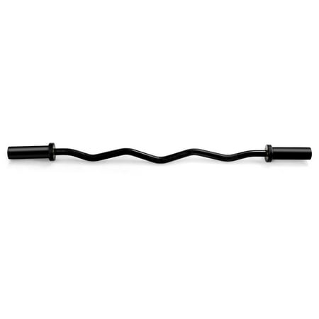 Topbuy 400Lbs Olympic EZ Curl Bar 47'' Phosphate Steel 28mm Grip w/Copper Sleeve Black