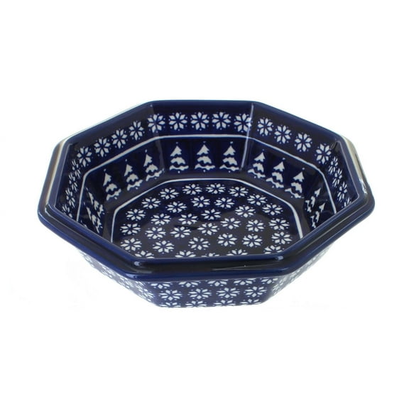 Blue Rose Polish Pottery Winter Nights Large Octagonal Bowl