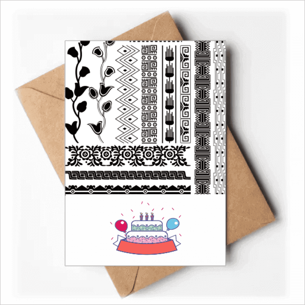 Ancient Egypt Flowers Pattern Happy Birthday Greeting Cards Envelopes Blank