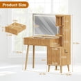 thumbnail image 2 of 41.7" Fluted Rotating Makeup Vanity Table with Glass Top, 4 Drawers, LED Mirror with 3 Light Modes & USB Charging Station, Makeup Desk for Bedroom (Natural, 2 of 7