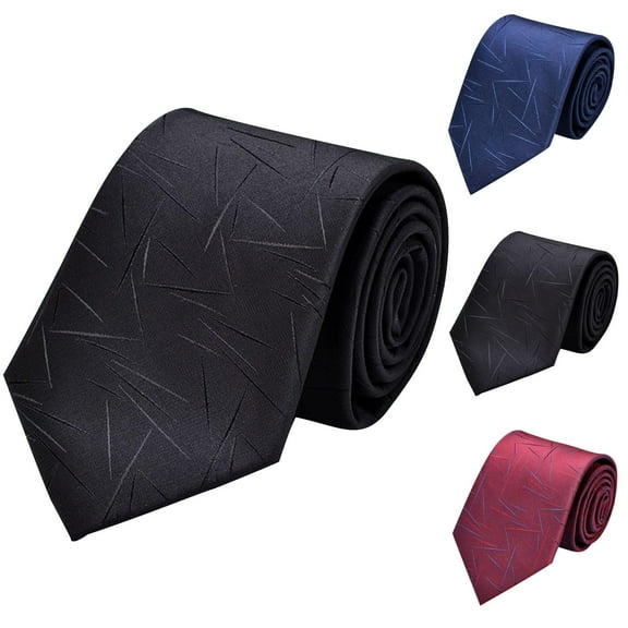 Xfvqtps Tie for Men Classic Neckties Soild Color 3.15" for Formal Dress Business Line Print Black