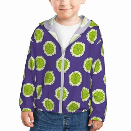 

Sun Hoodie for Kids Cute Limes Purple Long Sleeve Swim Fishing Shirts Sun Protection Zip Up Jacket Clothing Athletic Hoodie