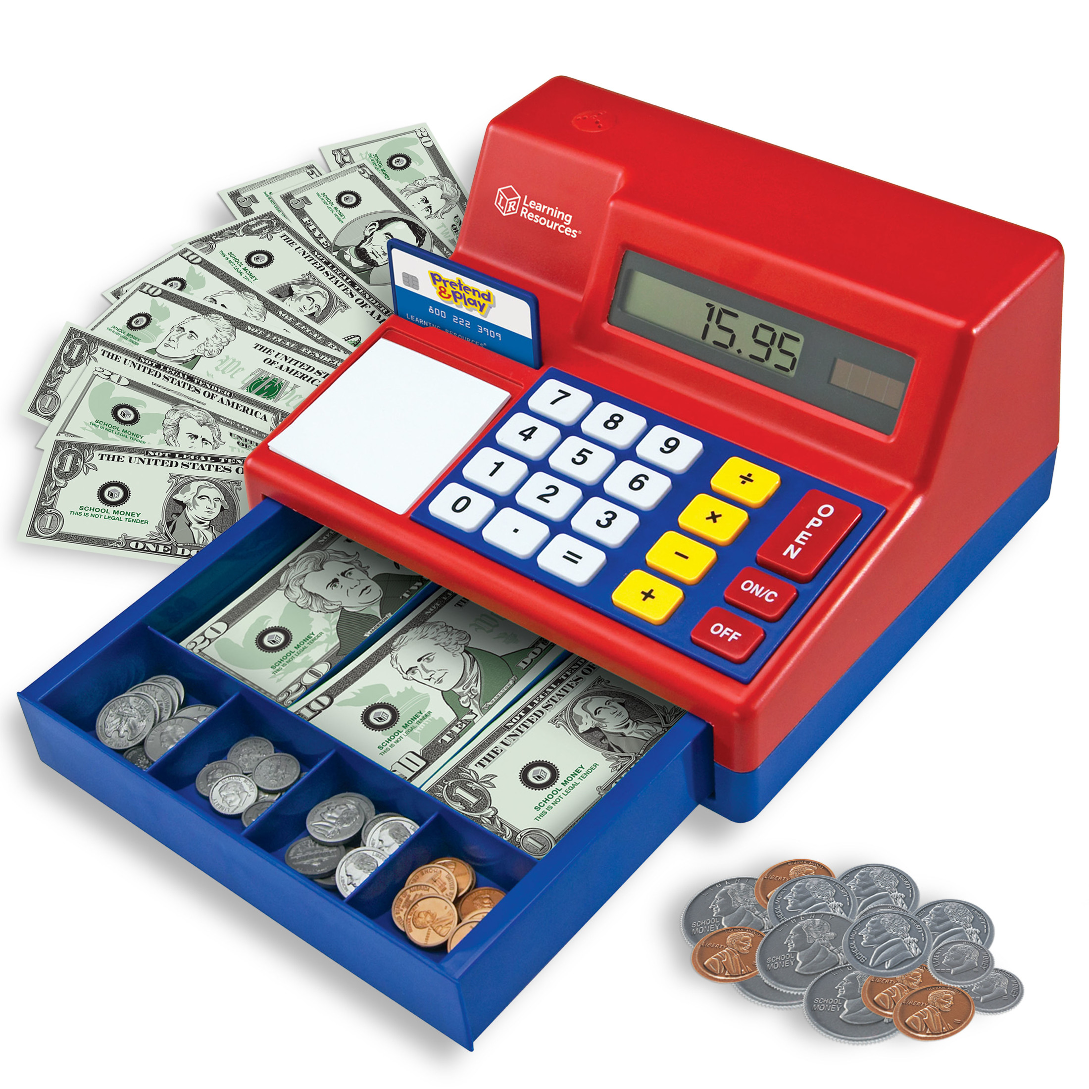 Learning Resources Pretend & Play Calculator Cash Register, Ages 3+