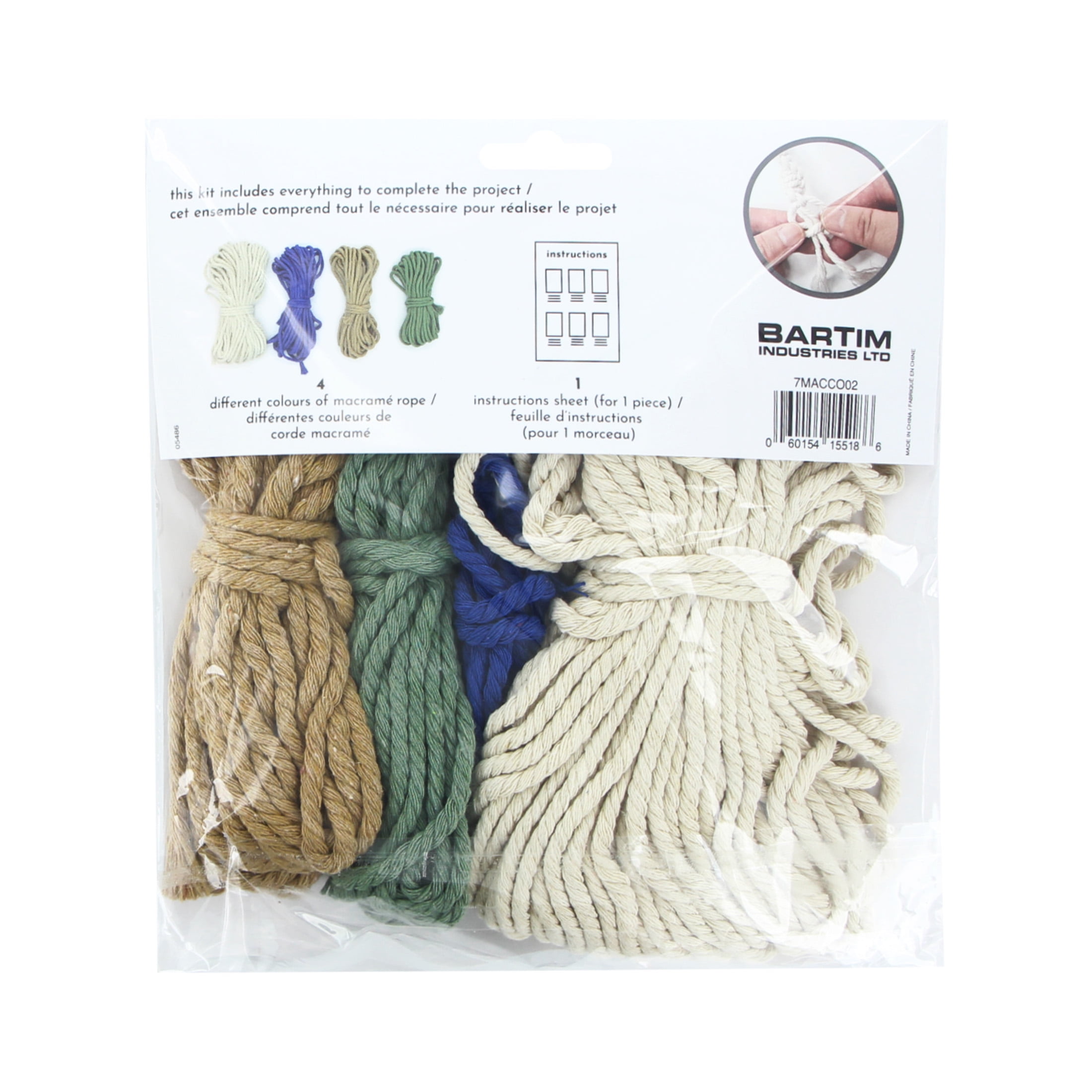 UNIQUE CREATIV CRAFT Macramé Coaster Kit – Multi-Colour, 3 pcs, Age 8+, Beginner, 15.5 cm, MACRAMECOASTER PATTN