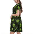 thumbnail image 2 of Easygdp Skulls And Cobwebs para Vestido Transpirable de Mujer, Vestido Suelto de Manga Corta con Pliegues y Bolsillos para el Verano, 2 of 6