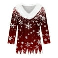 thumbnail image 4 of Womens Tops Long Sleeve Shirts Print With Collar Christmas Festive Seasonal Party Fall Clothes for Women Tees Blouses Red S, 4 of 5