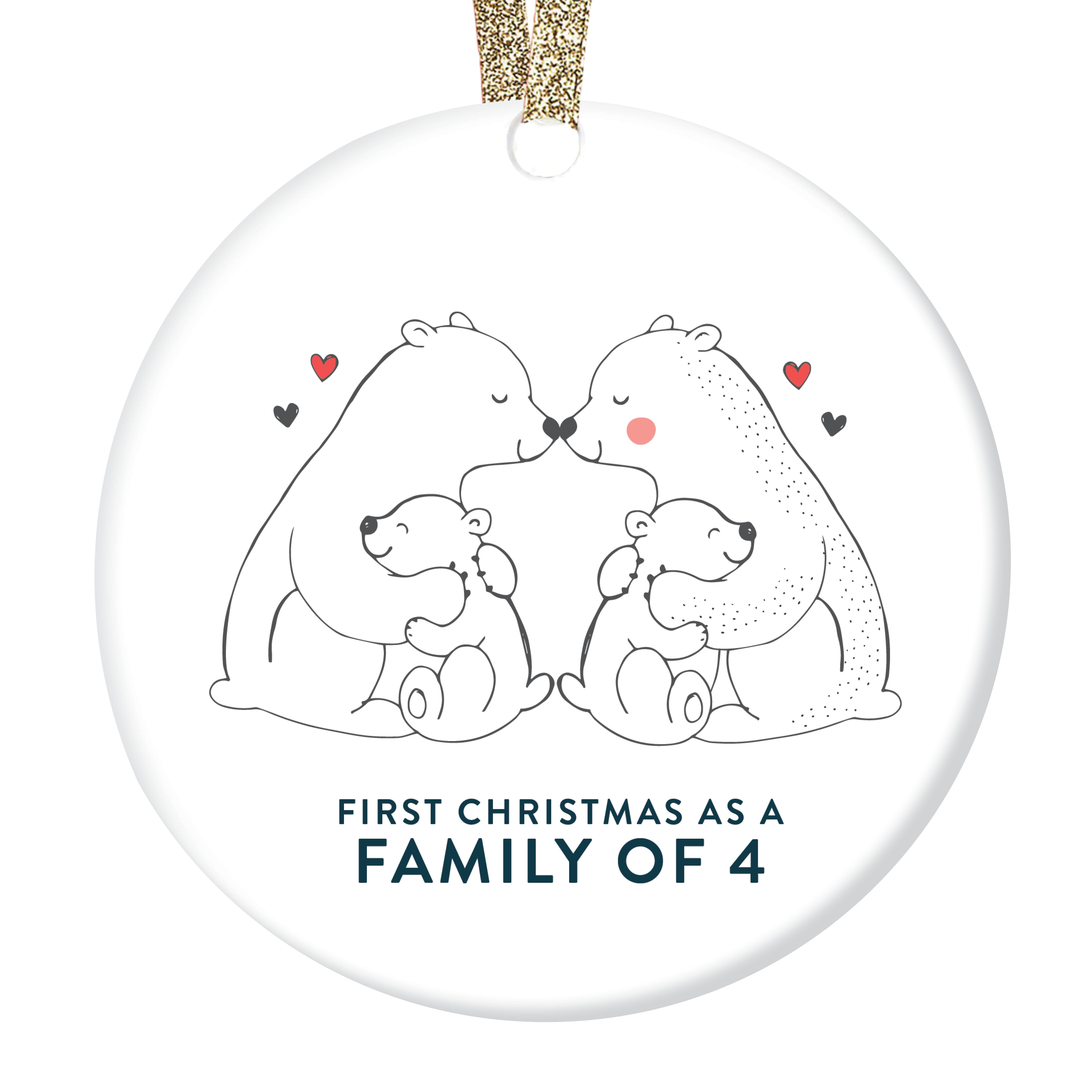 Gift for New Parents Twins Ornament First Christmas as Family of 4 Baby