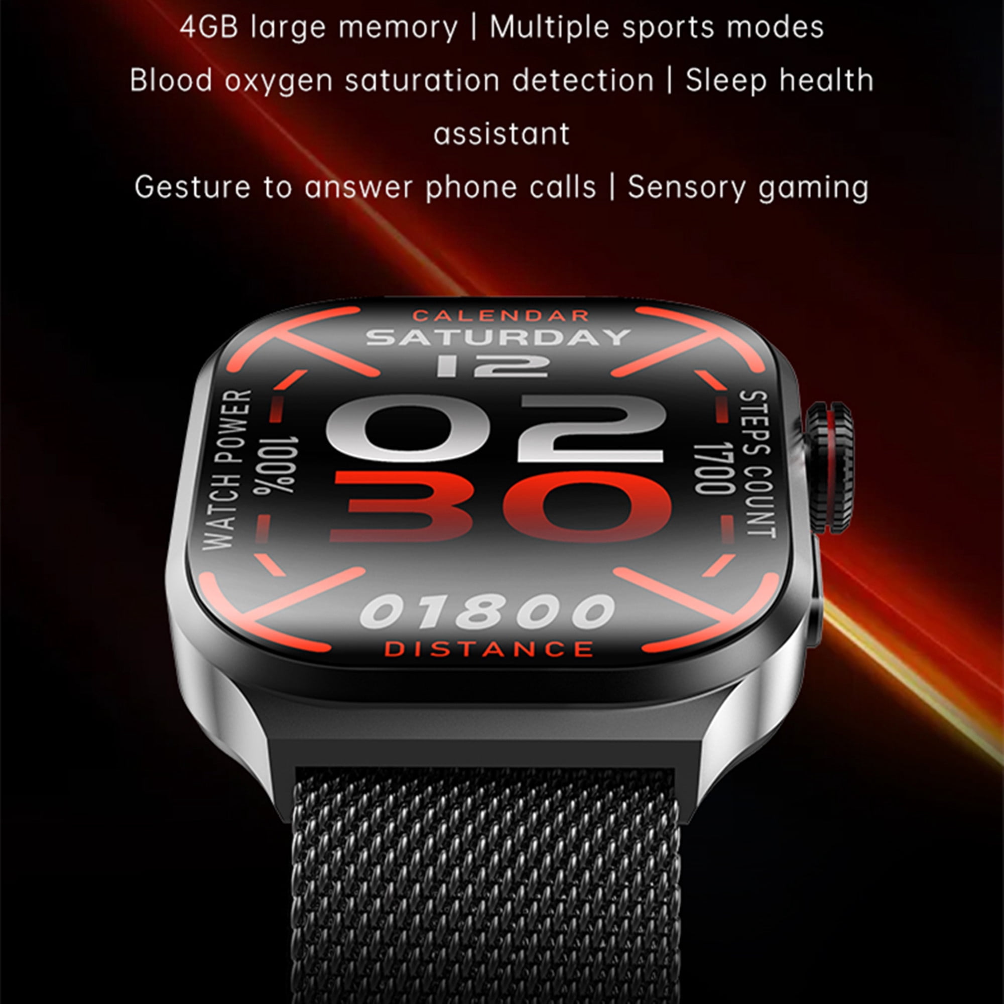 E EYAFA Smart Watch JS Watch 10S 2.13 inch AMOLED Screen Bluetooth Call Sports Watch with 4GB Local Memory Wireless Charging for Men and Women-Black