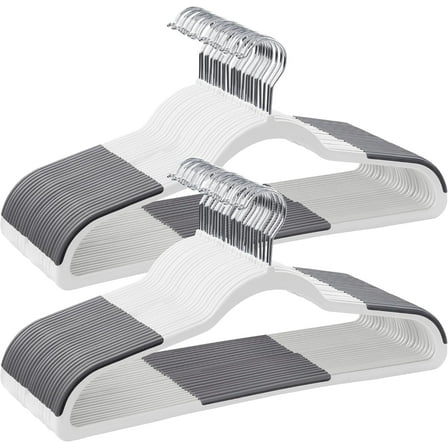 cozymood 30-Pack Clothes Hangers, Heavy-Duty Plastic Hangers Non-Slip , Sturdy Hangers Space-Saving, 360° Swivel Hook, for Coats,Pants, White & Dark Gray