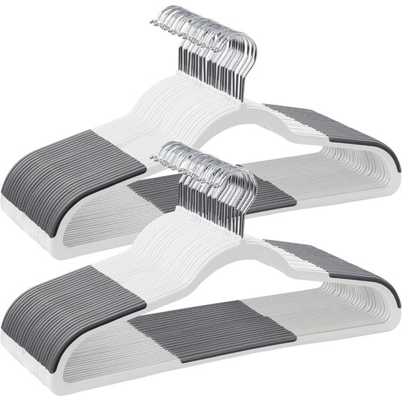cozymood 30-Pack Clothes Hangers, Heavy-Duty Plastic Hangers Non-Slip , Sturdy Hangers Space-Saving, 360° Swivel Hook, for Coats,Pants, White & Dark Gray