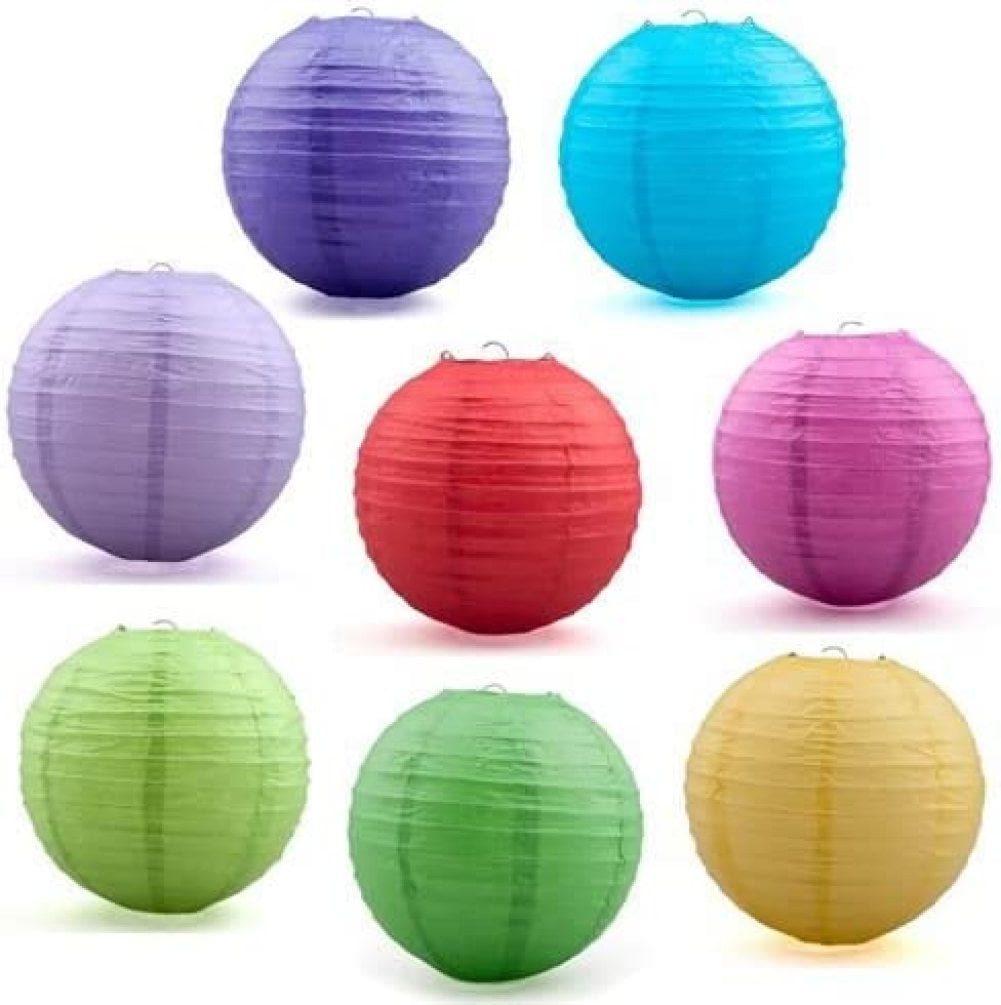 OpenPty8482; 8 Pieces Assorted Color Chinese Paper Lantern, 8 Inches In