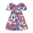 thumbnail image 6 of Auroural Girls Clothes 14-16 Outfits Girl's Flower Print Round Neck Short Sleeve Dress Classic Girls Back Summer Dress, 6 of 7