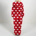 thumbnail image 5 of FRSASU Womens Fleece Onesies Pajamas Jumpsuit Love Heart Printed Warm Romper Sleepwear One Piece Zipper Hooded Playsuit Loungewear Red, 5 of 5
