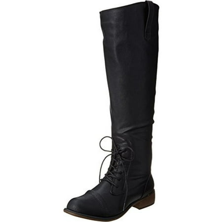 - Dirty Laundry Womens Camp Fire Faux Leather Combat Knee-High Boots