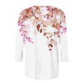 thumbnail image 4 of GERsome Women's Summer Tops 3/4 Sleeve Round Neck Tshirts Floral Print Tunic Loose Fit Pullover Blouses & Basic Tees S-XXXL, 4 of 5