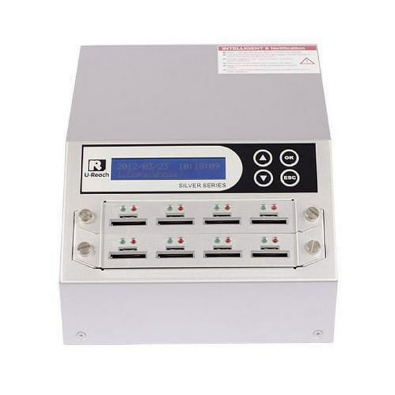 U-Reach 1 to 7 SD/MicroSD Card Duplicator and Sanitizer - Silver Series - SD908S