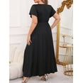 thumbnail image 2 of FOLUNSI Plus Size Formal Dresses Glitter V Neck Split Wedding Cocktail Long Evening Dress Ink Dyed Black 4XL, 2 of 7