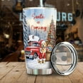 thumbnail image 3 of Santa is Coming Golden Retriever Merry Christmas Xmas Noel Truck Tree 20oz Stainless Steel Tumbler Insulated Cup with Lid Goldens Dog Lover Gifts Idea - 02023, 3 of 5