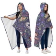 thumbnail image 2 of Wearable Blanket,Blue Butterfly Floral Leaf Purple Pattern Hooded Wearable Flannel Blanket for Adults & Teens with Buckle,Winter Poncho Shawl Wrap Cape,50"x60", 2 of 5