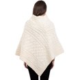 thumbnail image 2 of ARAN ISLE Ladies Poncho 100% Virgin Wool Aran Cable Knit Shawl Neck with Buttons Sweater, 2 of 3