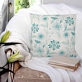 thumbnail image 3 of 14x14 Pillow Covers Set of 2, Teal Boho Throw Pillow Covers Decorative Couch Cushion Case, Vintage Pattern Ethnic Flower Tribal Leaf Microfiber Square Pillowcases for Bedroom Car Living Room, 3 of 7